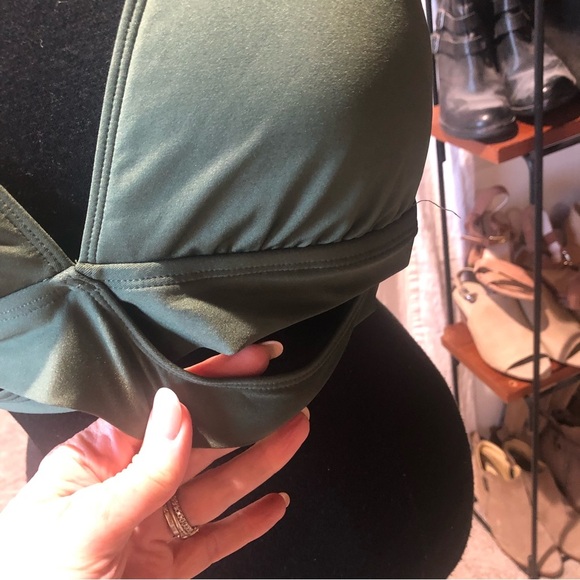 KONA SOL top only olive army green bathing suit with extra wrap detail size M - Picture 3 of 5